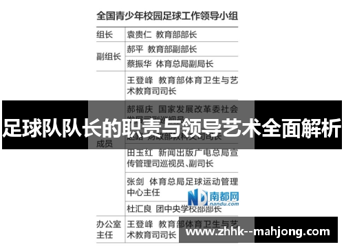 足球队队长的职责与领导艺术全面解析 足球队队长的职责与领导艺术全面解析